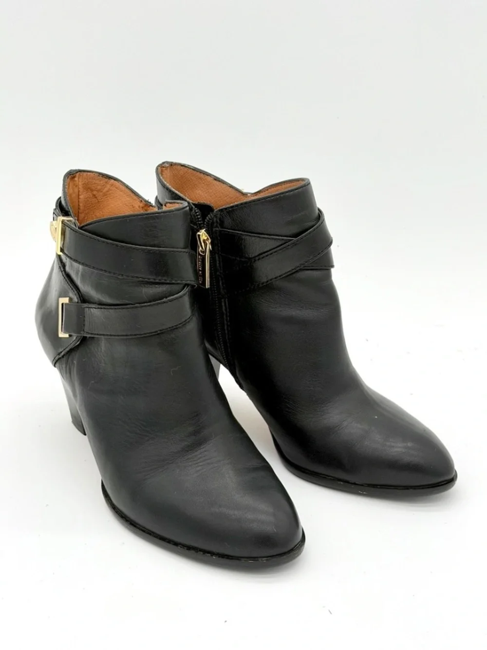 Louise et Cie Ranier Womens Black Leather Ankle Booties Sz 8 M Block Heel Boot